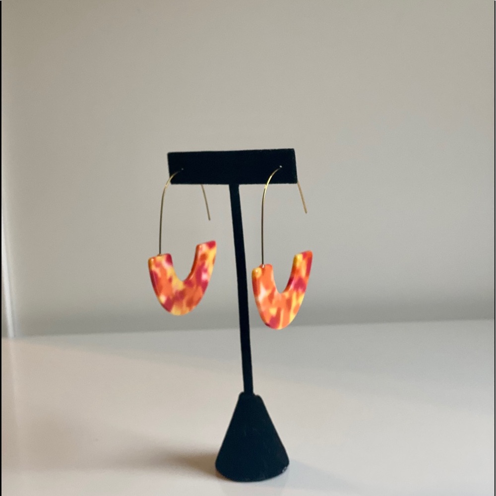Red Yellow Orange Statement Earrings - image 5